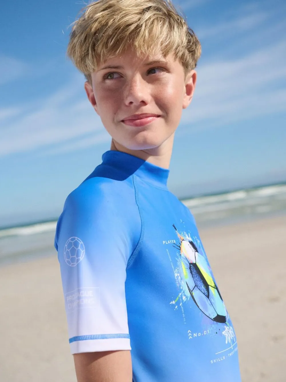 Discount Next Cobalt Blue Football Short Sleeve Rash Vest (1.5-16yrs)
