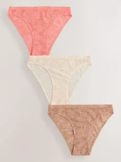 Next High Leg All-Over Lace No VPL Knickers 3 Pack^Women Panties|All Lingerie