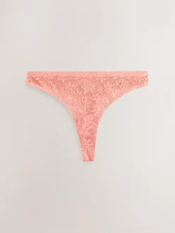 Sale Next Thong All-Over Lace No VPL Knickers 3 Pack Coral Pink