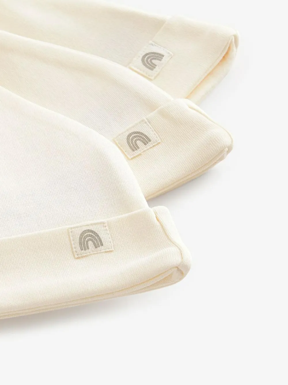 Sale Next 100% Cotton Tie Top Baby Hats 3 Pack (0-12mths) Cream