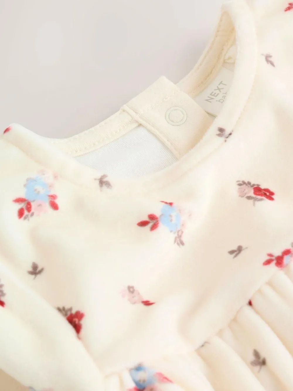 Next Baby Long Sleeve Velour Dress and Tights Set 2 Piece (0mths-2yrs) Cream Ditsy