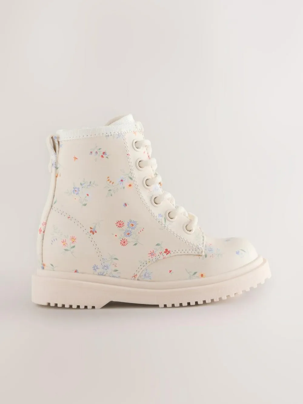 Best Next Standard Fit (F) Lace-Up Ankle Boots Cream Floral