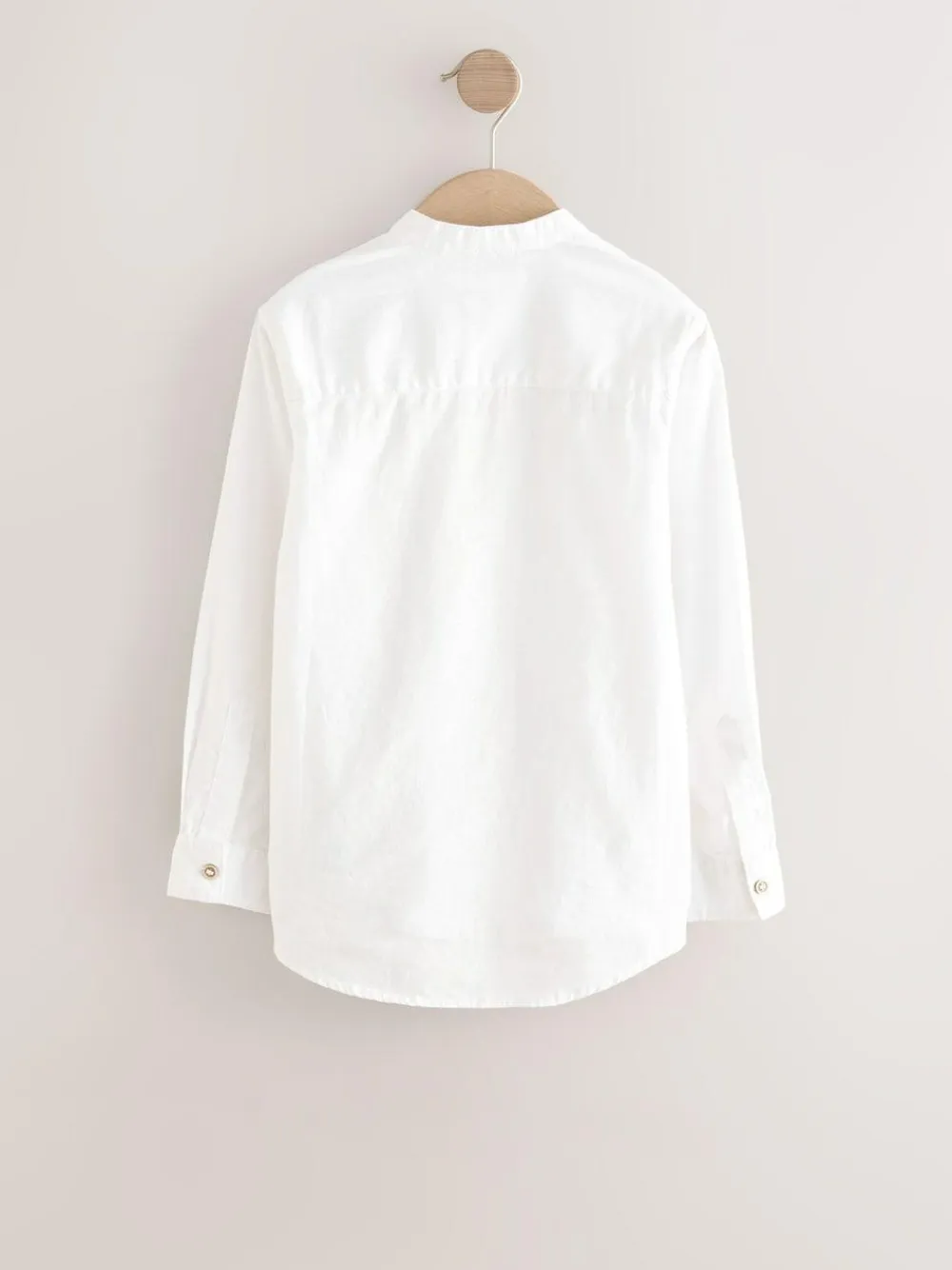 Hot Next Cream Grandad Collar Linen Mix Long Sleeve Shirt (3-16yrs)