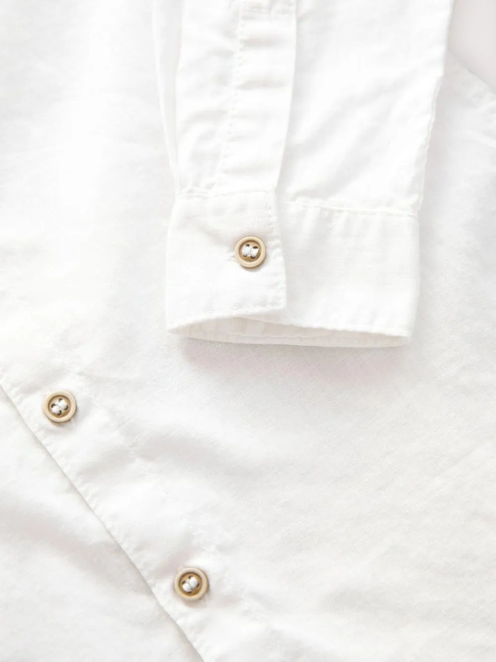 Hot Next Cream Grandad Collar Linen Mix Long Sleeve Shirt (3-16yrs)