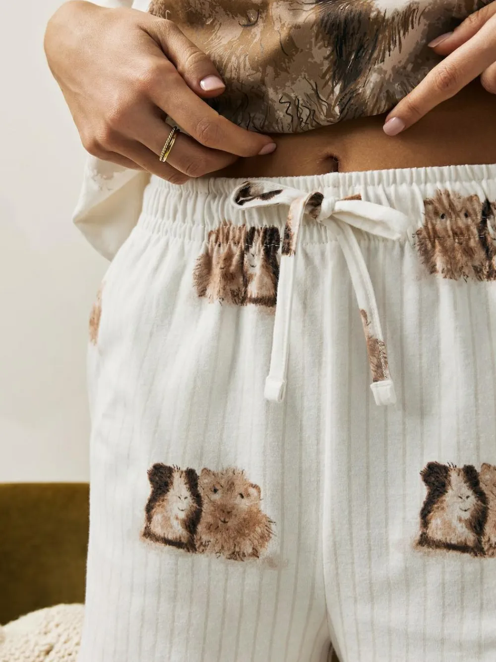 Next Cream Guinea Pig Short Pyjamas Set^Women Pyjamas|All Night & Lounge