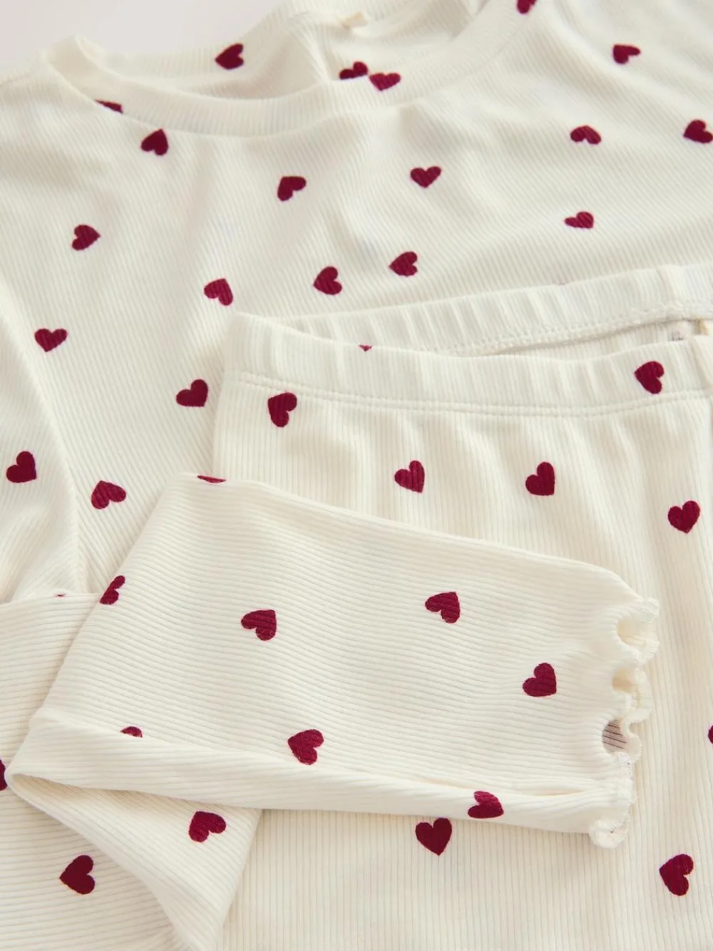 Best Next Thermal Base Layer Long Sleeved Top and Legging Set Cream Heart