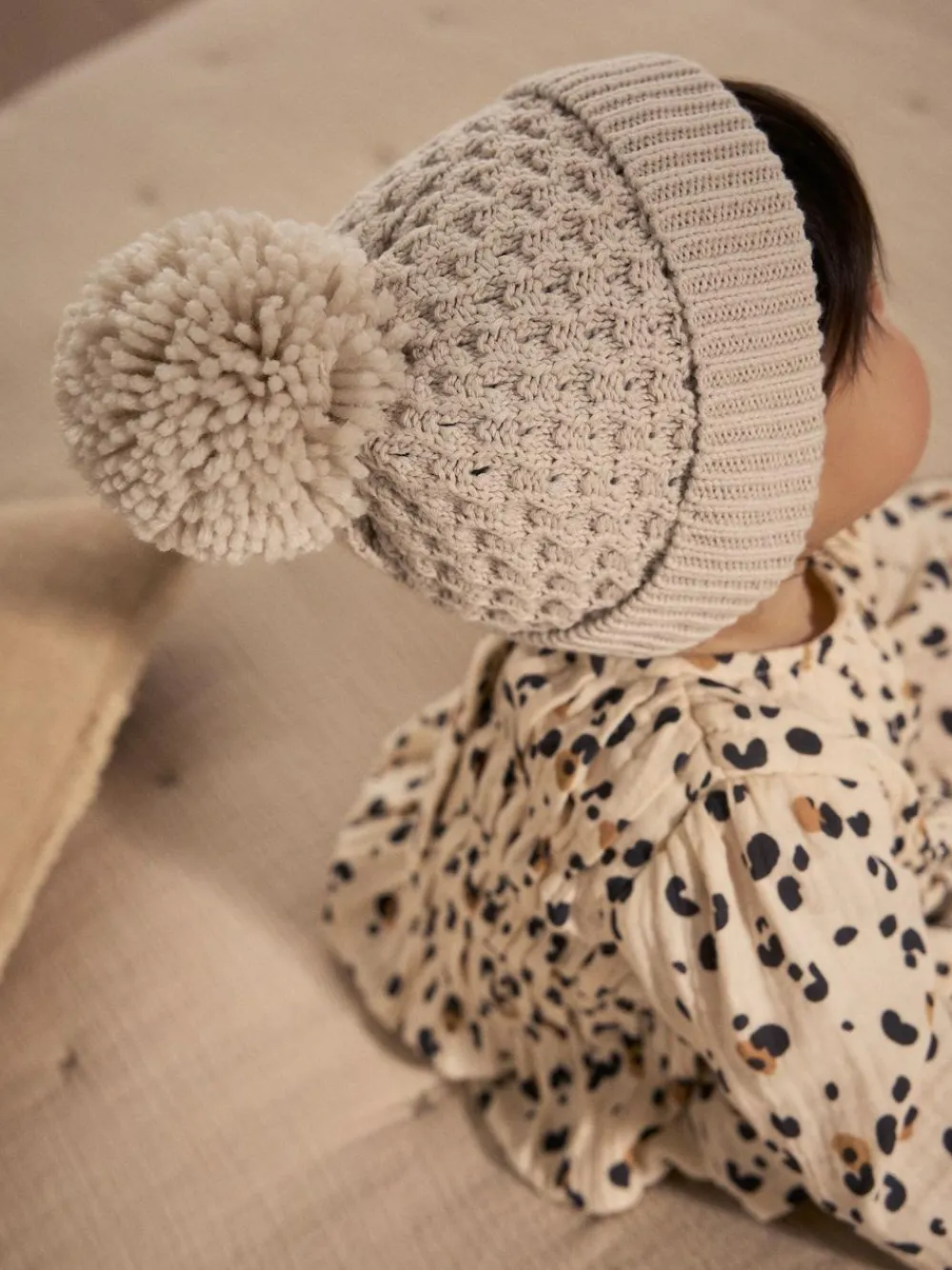 Outlet Next Cream Knitted Pom Waffle Baby Hat