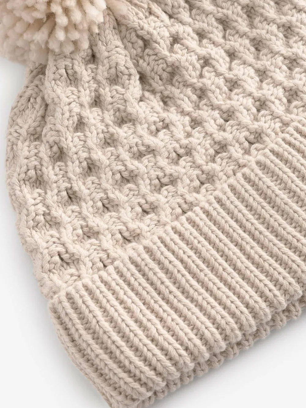 Outlet Next Cream Knitted Pom Waffle Baby Hat
