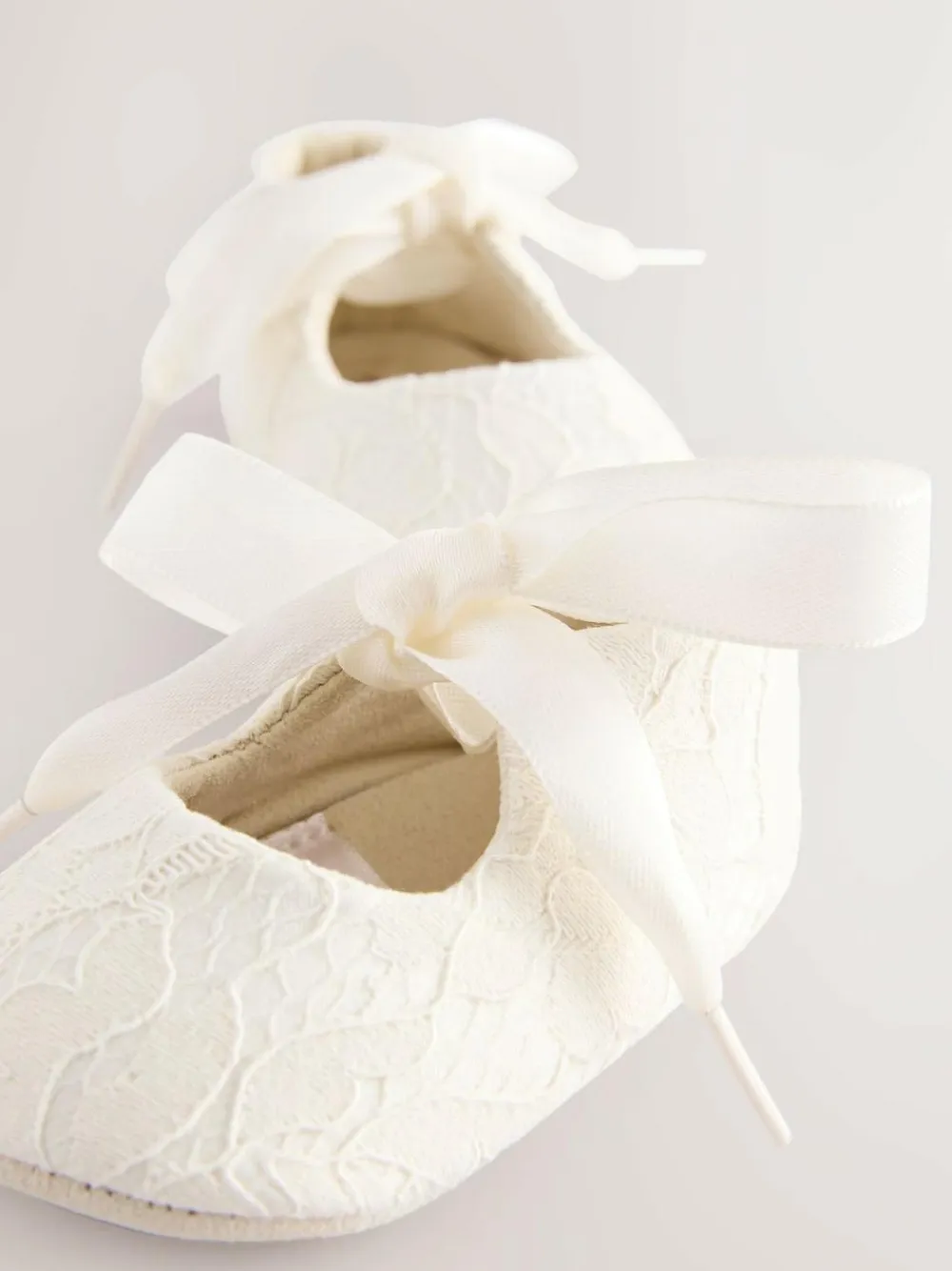 Next Cream Lace Baby Tie Front Occasion Shoes (0-24mths)^ Shoes|Boots