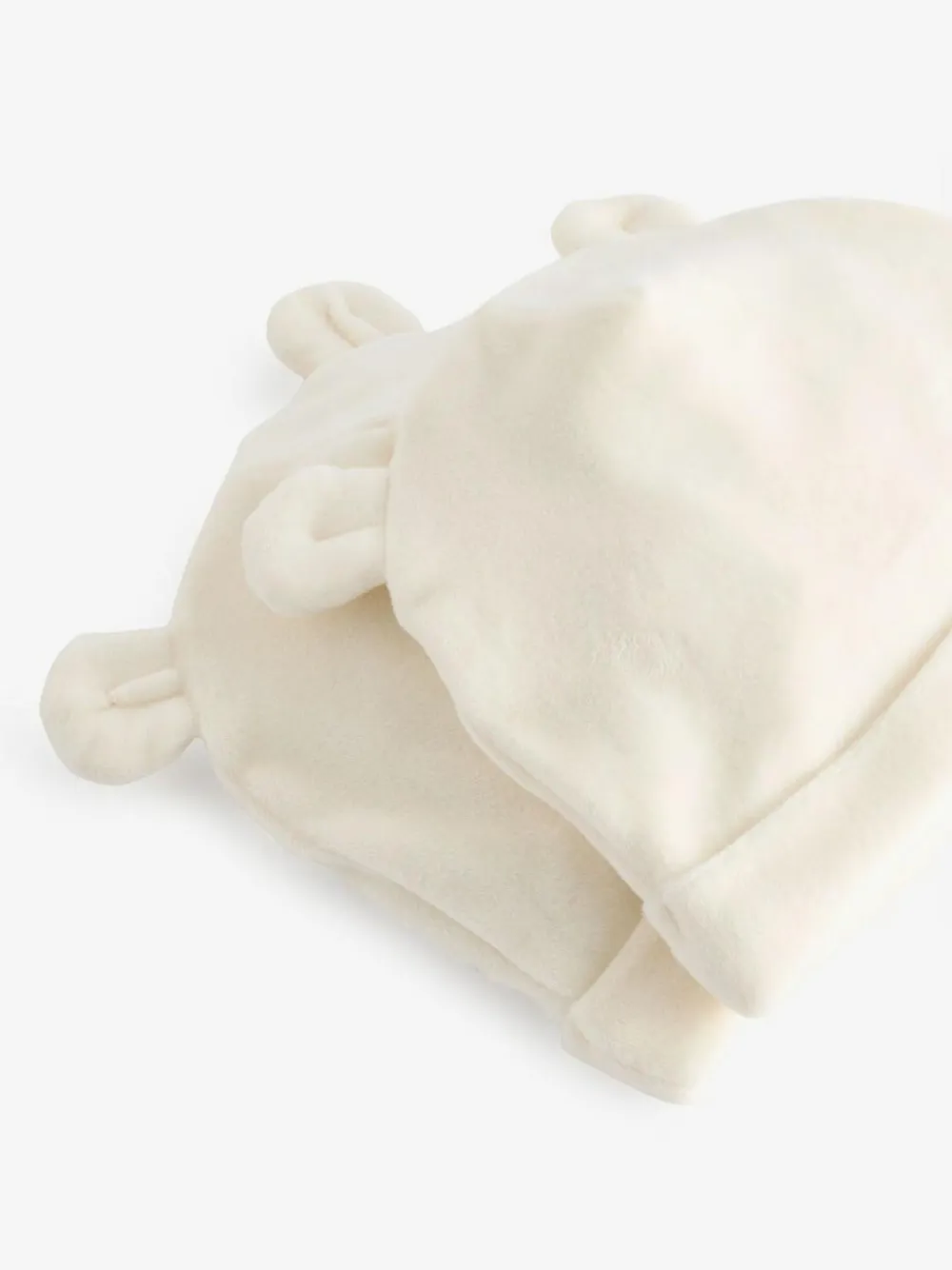 Next Cream Velour Baby Beanie Hats 2 Pack (0-12mths)^BOY Unisex|Hats & Scratch Mitts