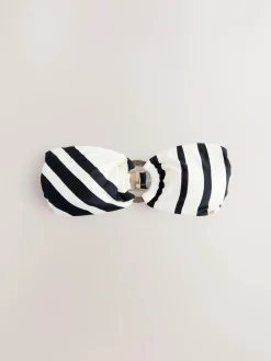 Next Cream/Black Stripe Hardware Bandeau Bikini Top^Women Swimwear