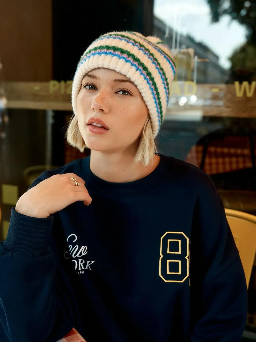 Next Cream/Pink/Green Knitted Beanie Hat^Women Hats|Hats, Gloves & Scarves