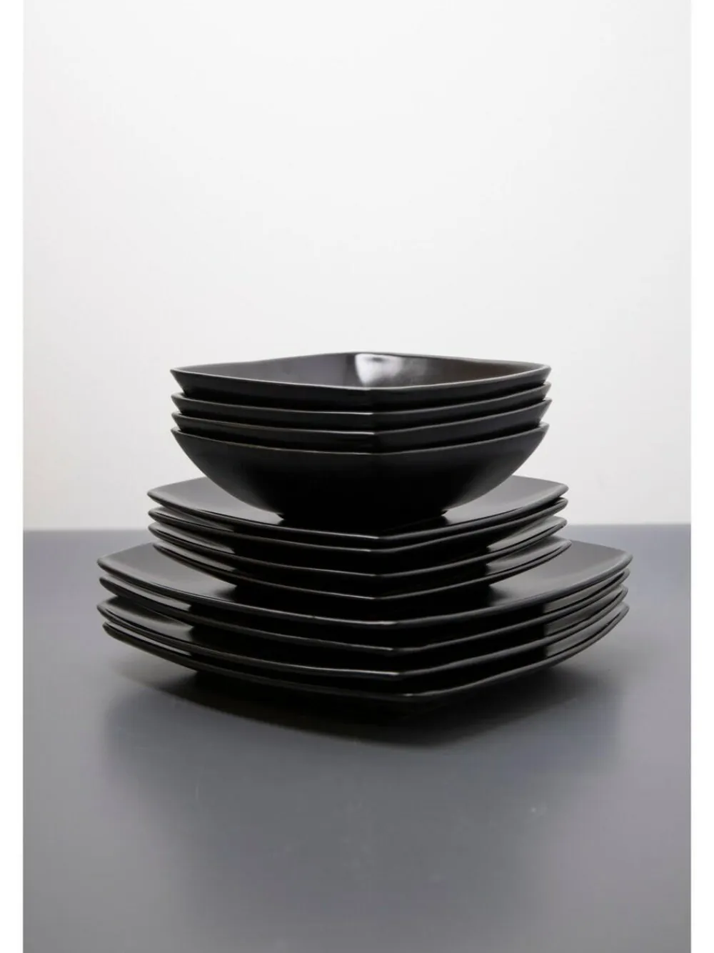 New Creative Tops 12 Piece Black Square Dinner Set