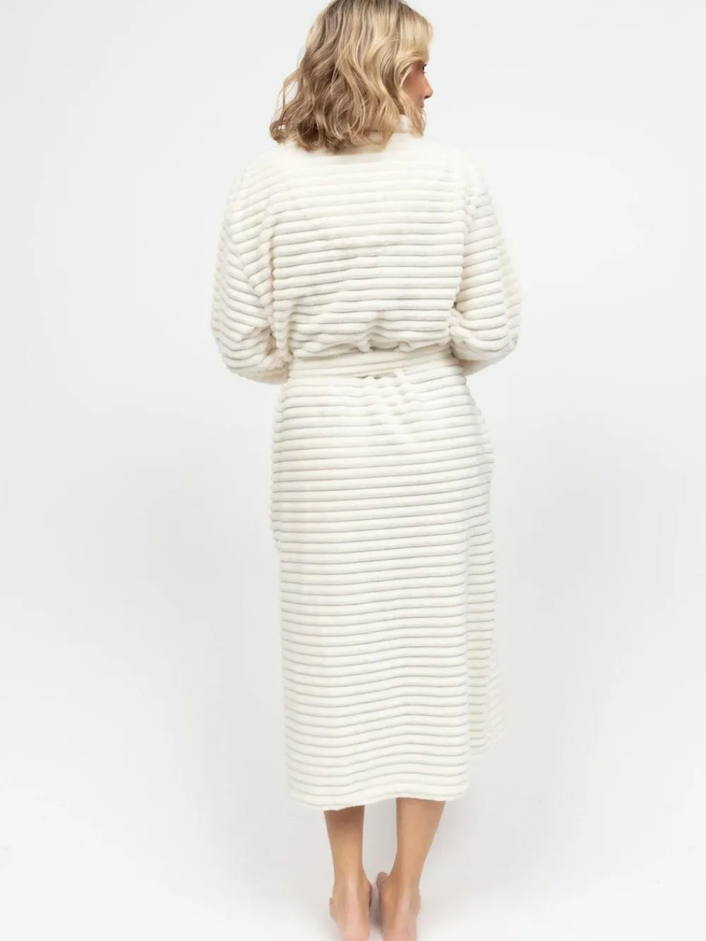 Online Cyberjammies Striped Sealskin Fleecy Dressing Gown Cream