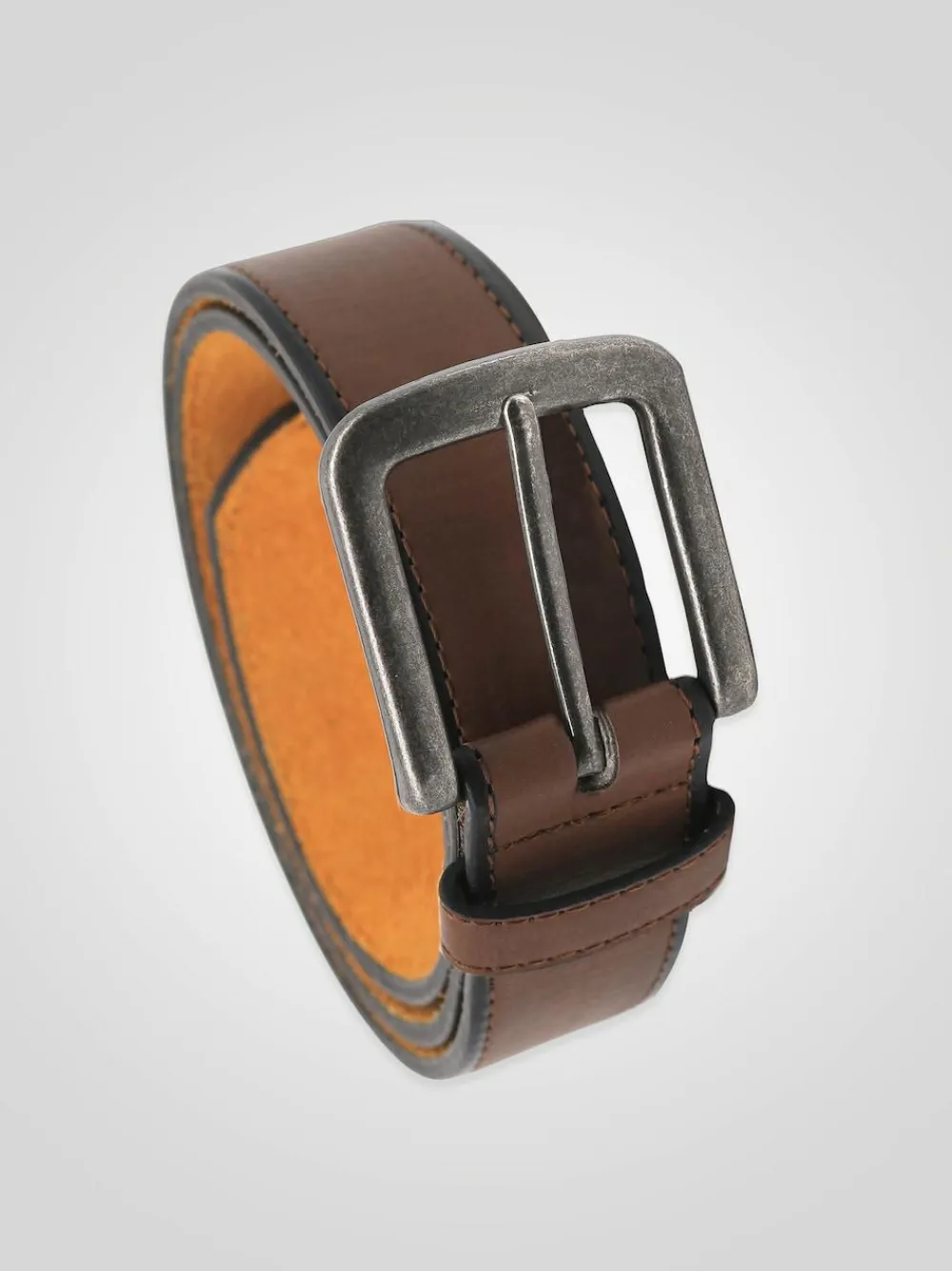 Best D555 Brown AVANT Burnished Edge Faux 3.50 cm Width Leather Belt