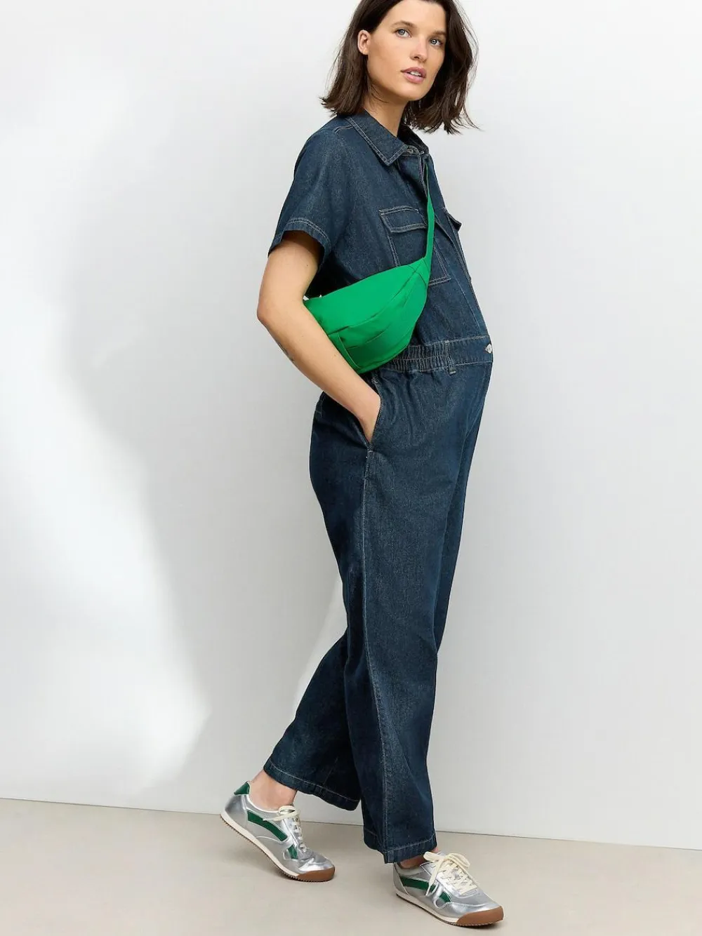 Next Dark Blue 100% Cotton Maternity Denim Boilersuit^Women Jumpsuits & Playsuits