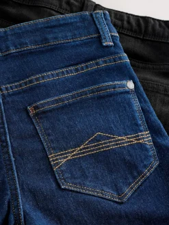 Discount Next Regular Fit Stretch Jeans 2 Pack (3-17yrs) Dark Blue/ Black Denim