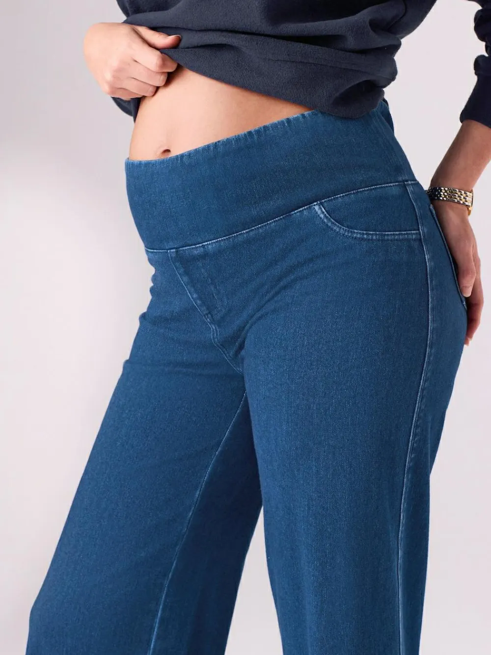 Next Dark Blue Maternity Wide Leg Denim Leggings^Women Jeans|Jeans