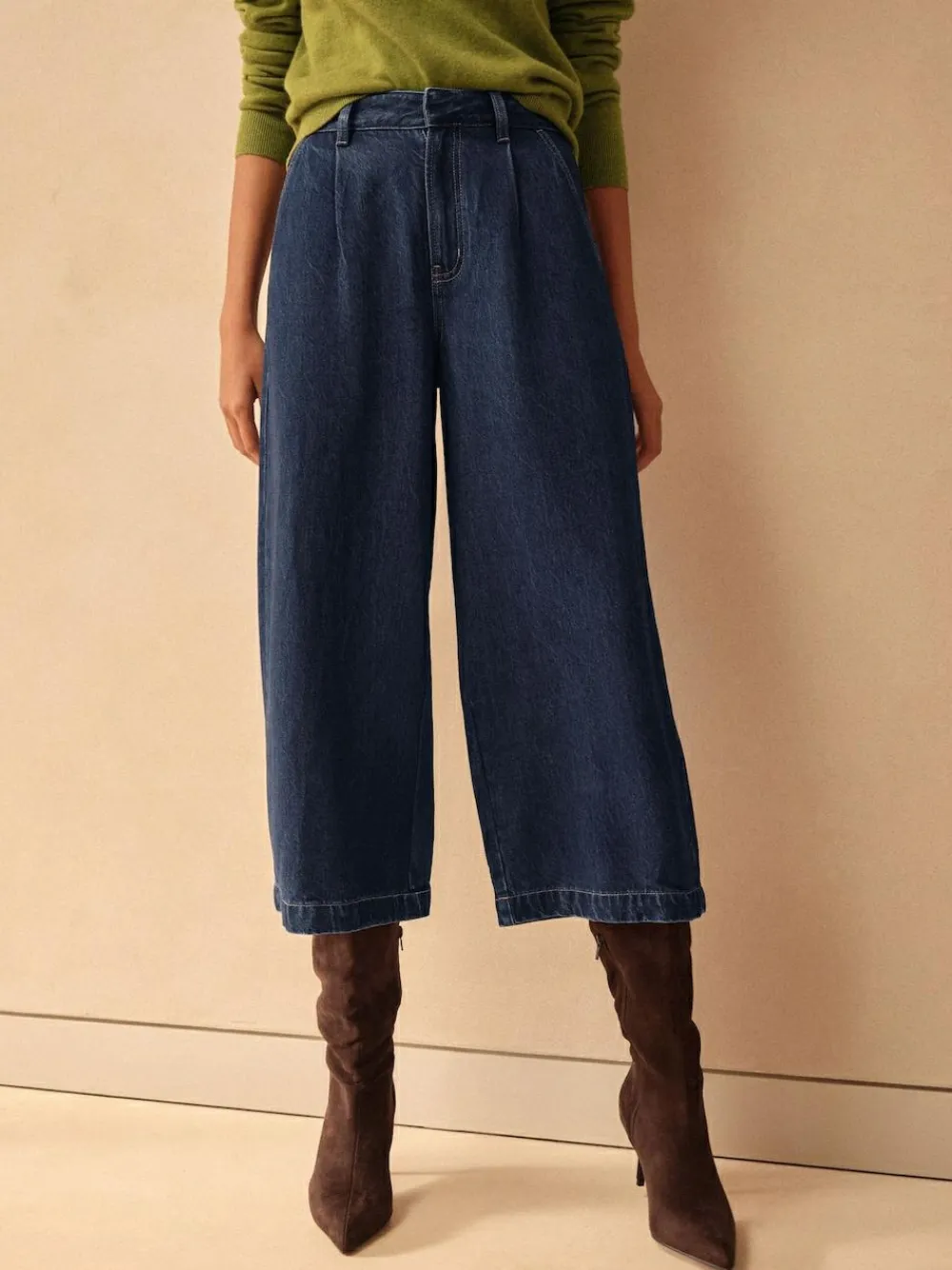 Clearance Next N.Premium High Rise Culotte Jeans Dark Blue