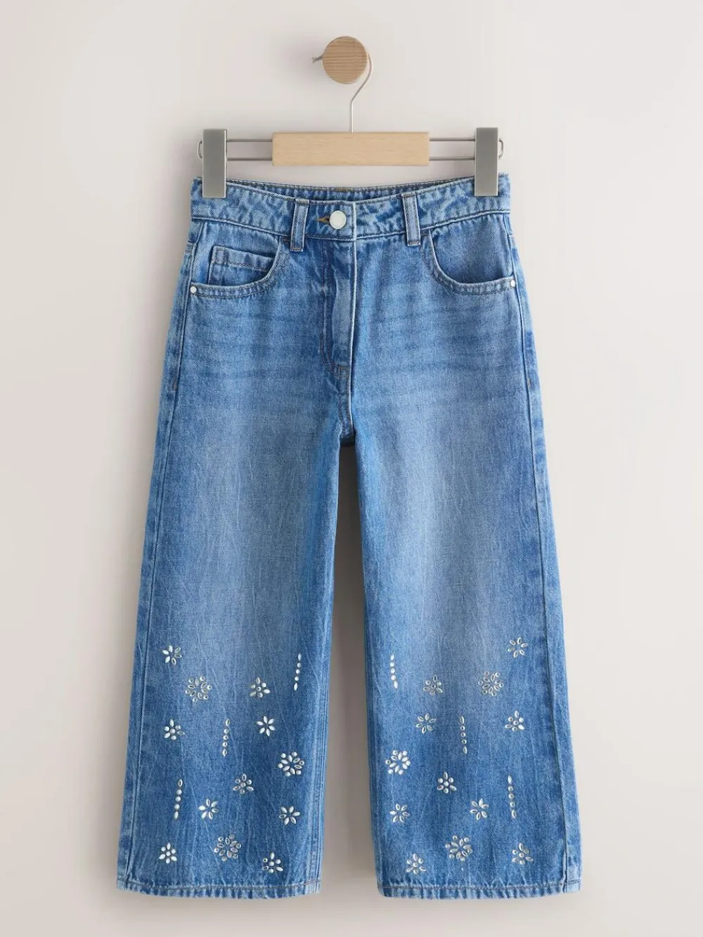 Next Dark Blue Wide Heatseal Embellished Jeans (3-16yrs)^ Jeans