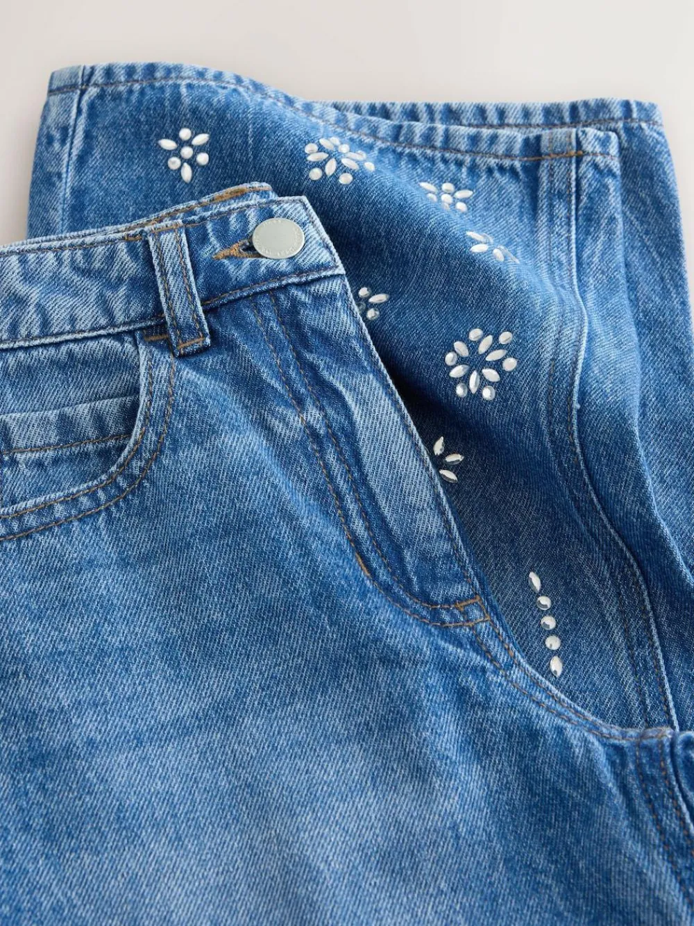 Next Dark Blue Wide Heatseal Embellished Jeans (3-16yrs)^ Jeans