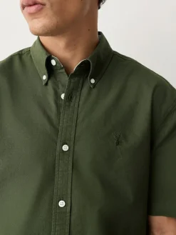 Discount Next Dark Green Regular Fit Short Sleeve Oxford Shirt