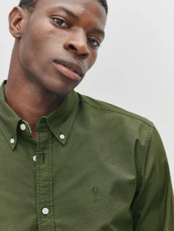 Next Dark Green Slim Fit Long Sleeve Oxford Shirt^ Shirts|Occasionwear