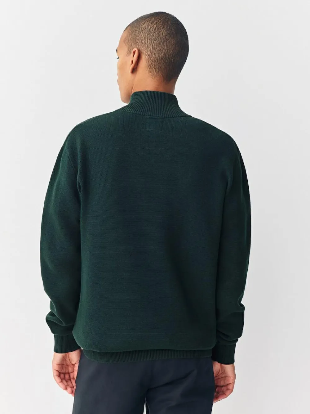 Sale Next Stag Logo N.Premium Regular Fit 100% Cotton Premium Quarter Zip Jumper Dark Green