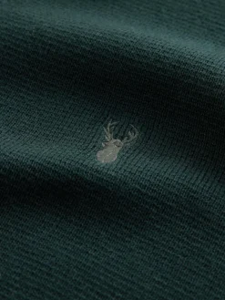 Sale Next Stag Logo N.Premium Regular Fit 100% Cotton Premium Quarter Zip Jumper Dark Green