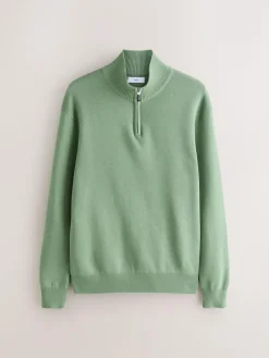 Outlet Next N.Premium 100% Cotton Regular Fit Premium Quarter Zip Jumpers 2 Pack Dark Stone/Sage Green