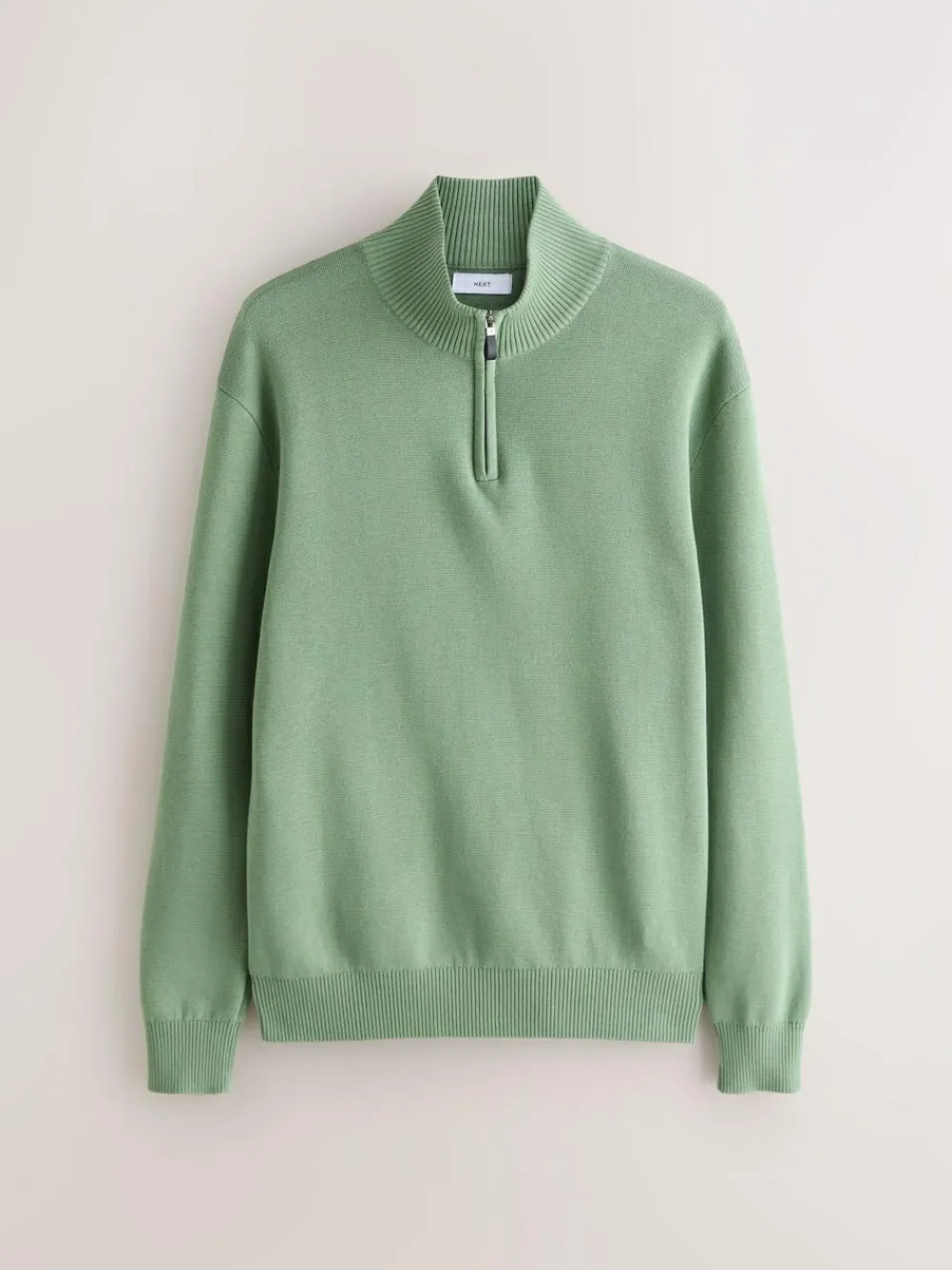 Outlet Next N.Premium 100% Cotton Regular Fit Premium Quarter Zip Jumpers 2 Pack Dark Stone/Sage Green