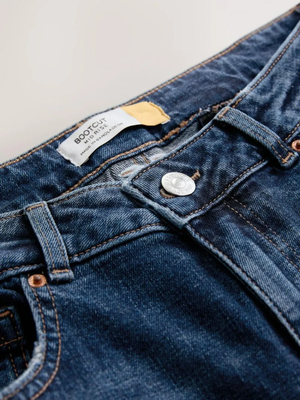 New Next Mid Rise Authentic Bootcut Jeans Denim Dark Blue