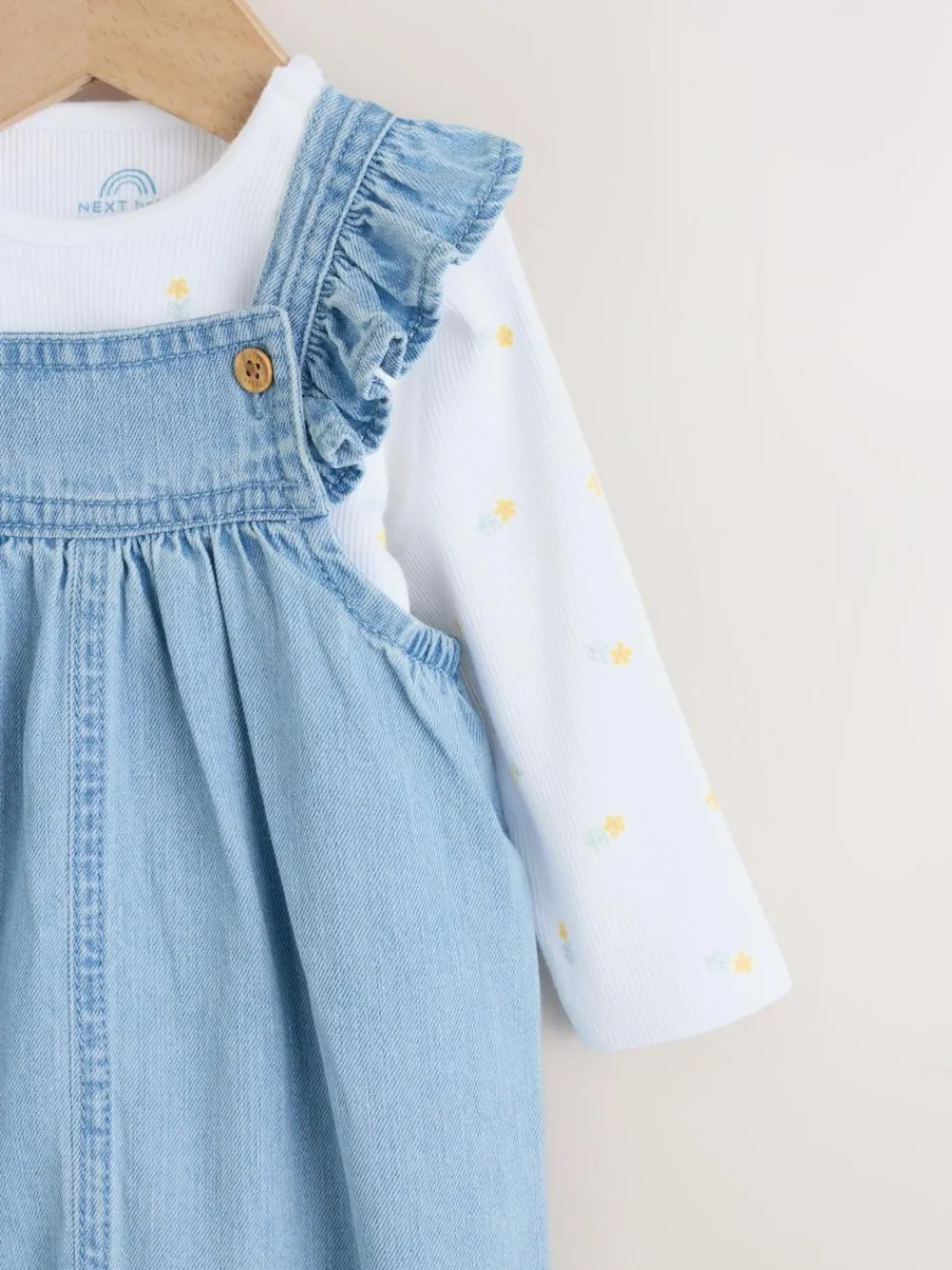 Next Dungarees and Long Sleeve Bodysuit Set 2 Piece (0mths-3yrs)^ Baby Girls|Baby Girls