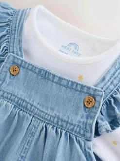 Next Dungarees and Long Sleeve Bodysuit Set 2 Piece (0mths-3yrs)^ Baby Girls|Baby Girls