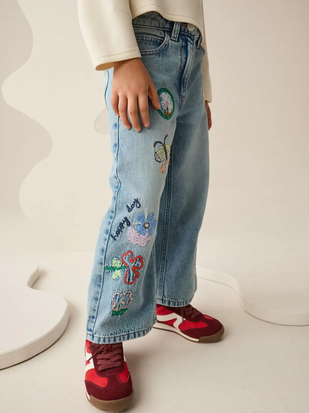 Hot Next Denim Embroidery Wide Leg Jeans (3-16yrs)