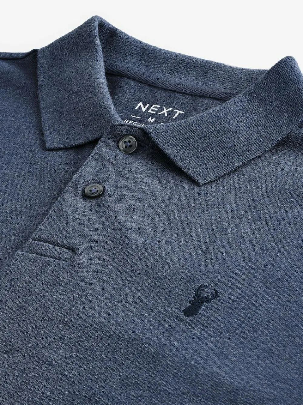 Clearance Next Denim Marl Regular Fit Short Sleeve Pique Polo Shirt