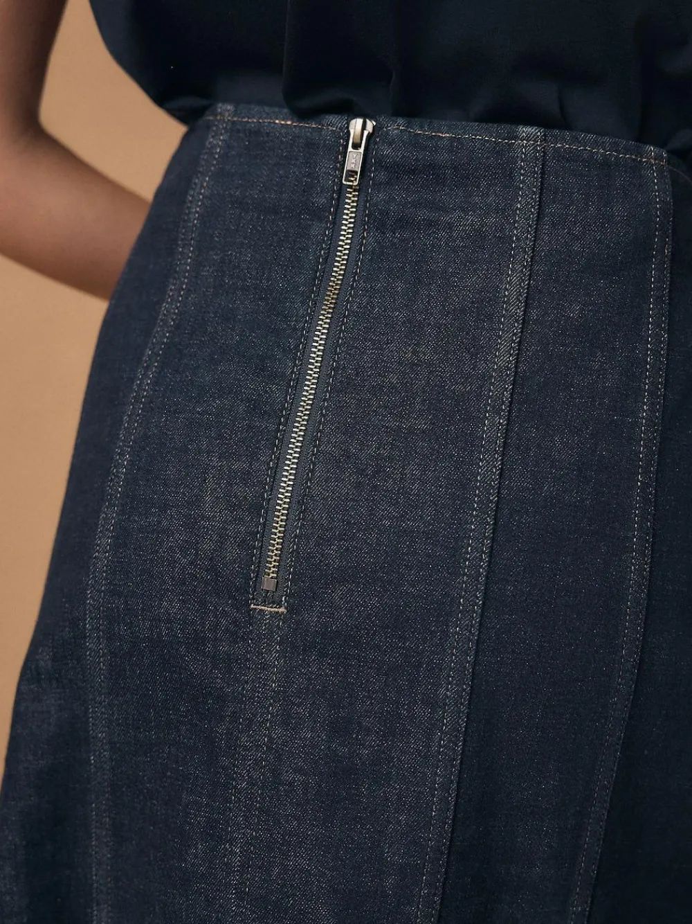 Next Denim Rinse Full Seamed Midi Skirt^Women Skirts