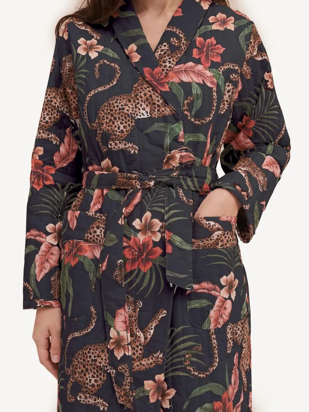 Online Desmond & Dempsey Soleia Navy Quilted Robe