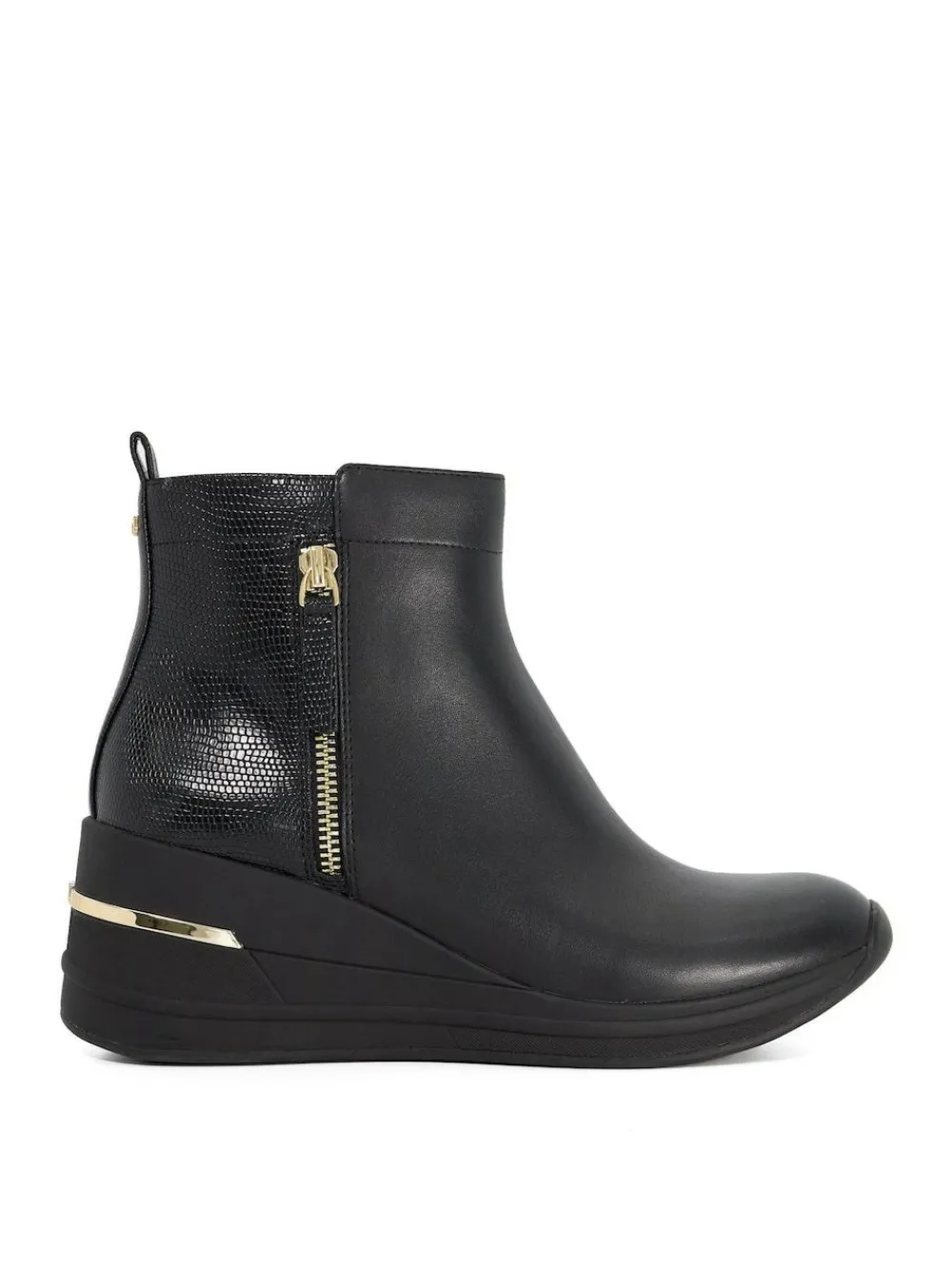 Dune London Black Everyone Side Zip Wedge Sport Trainers^Women Sneakers