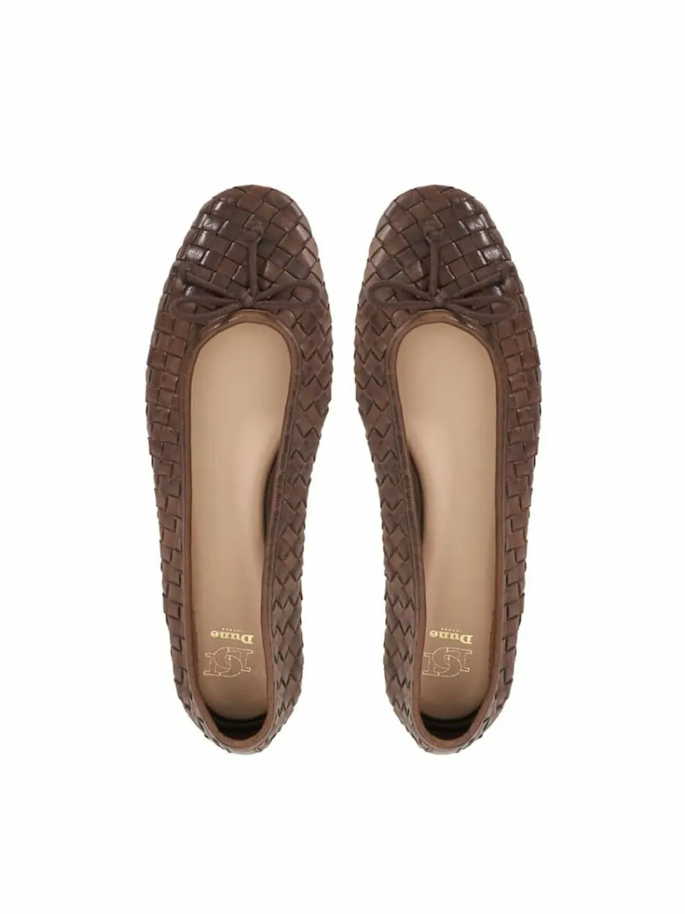 Dune London Brown Heat Woven Ballerina Shoes^Women Flats