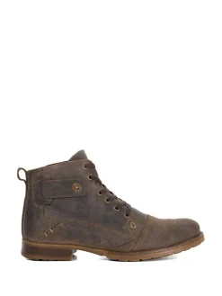 Dune London Wide Fit Heavy Duty Leather Simon Ankle Boots Brown