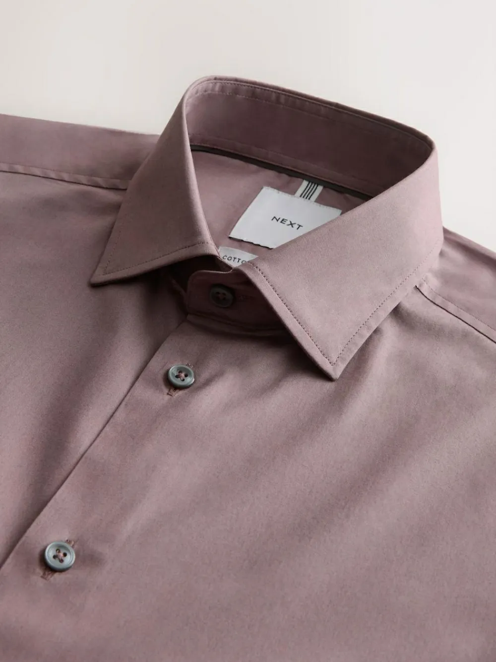 Next Dusky Pink Slim Fit Cotton Stretch Long Sleeve Formal Shirt^ Shirts
