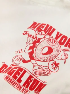 Next Ecru Bagel Oversized Graphic Print T-Shirt (3-16yrs)^ Tops|T-Shirts