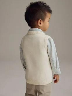 Best Next Ecru Cream Knitted Vest and Shirt Set (3mths-7yrs)