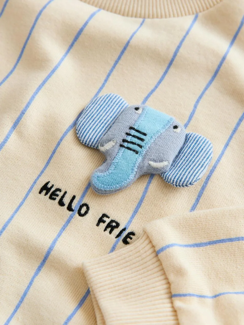 Discount Next Ecru Elephant Striped All-Over Print Crew Neck Sweatshirt (3mths-7yrs)