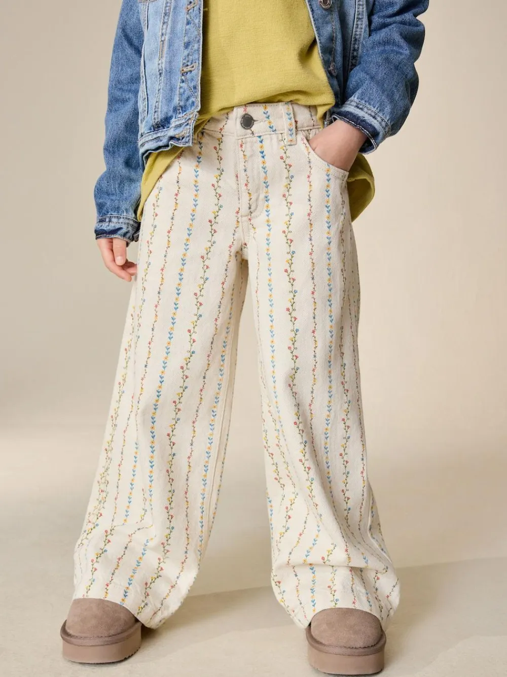Clearance Next Ecru Floral Printed Jeans (3-16yrs)