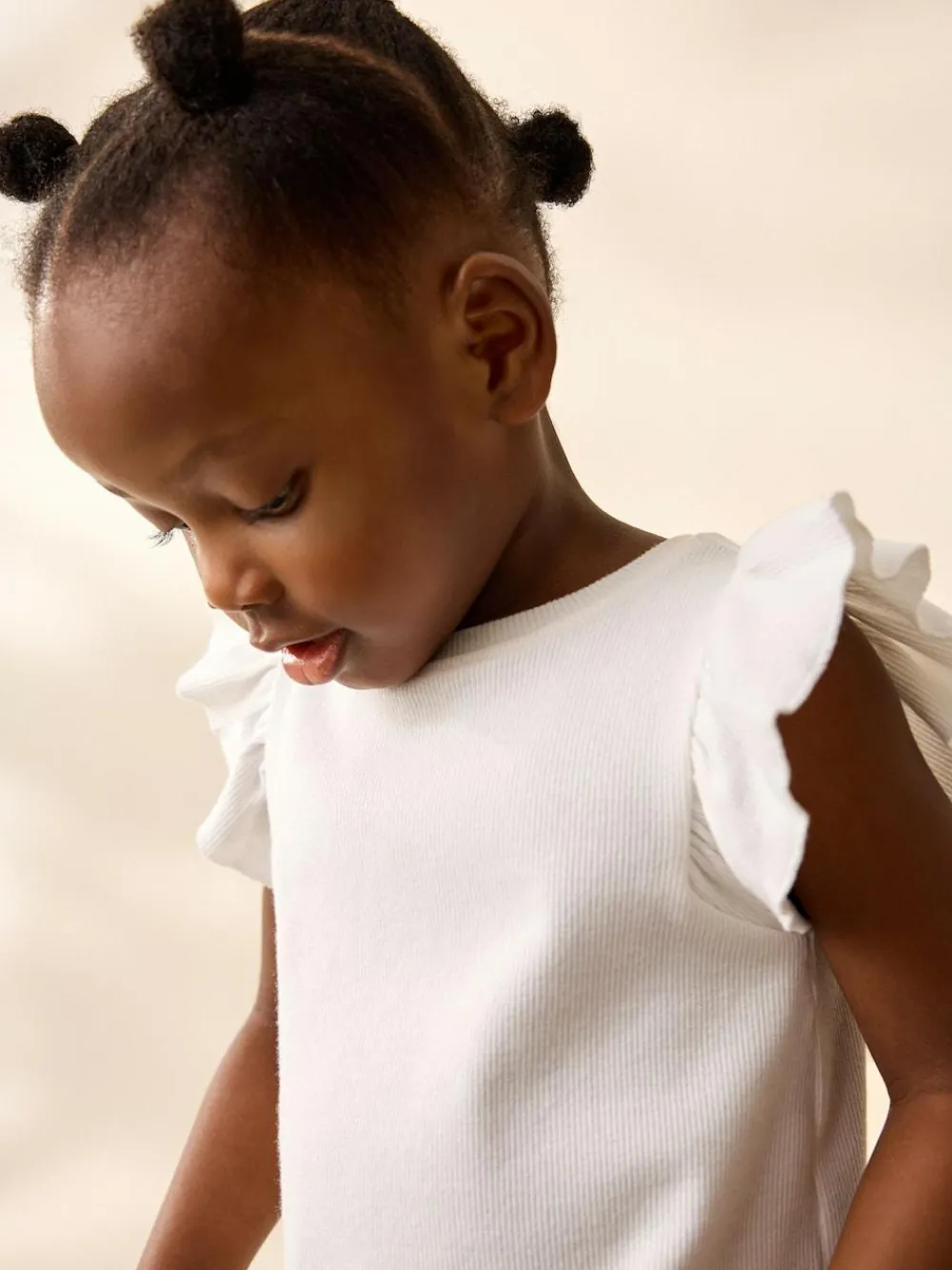 Next Frill Shoulder Ribbed Vest (3mths-7yrs) Ecru