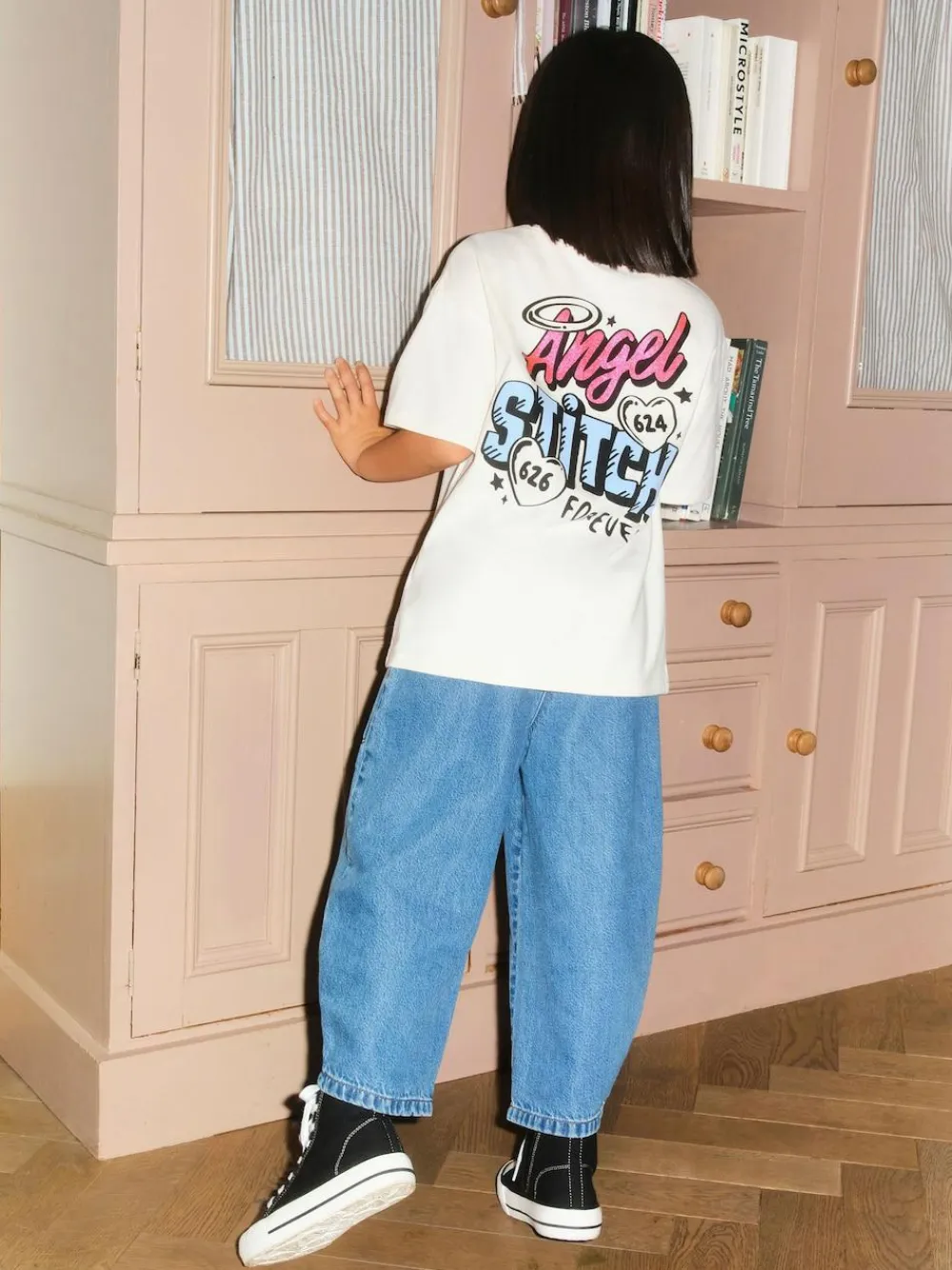 New Next Lilo & Stitch Oversized Graphic T-Shirt (3-16yrs) Ecru