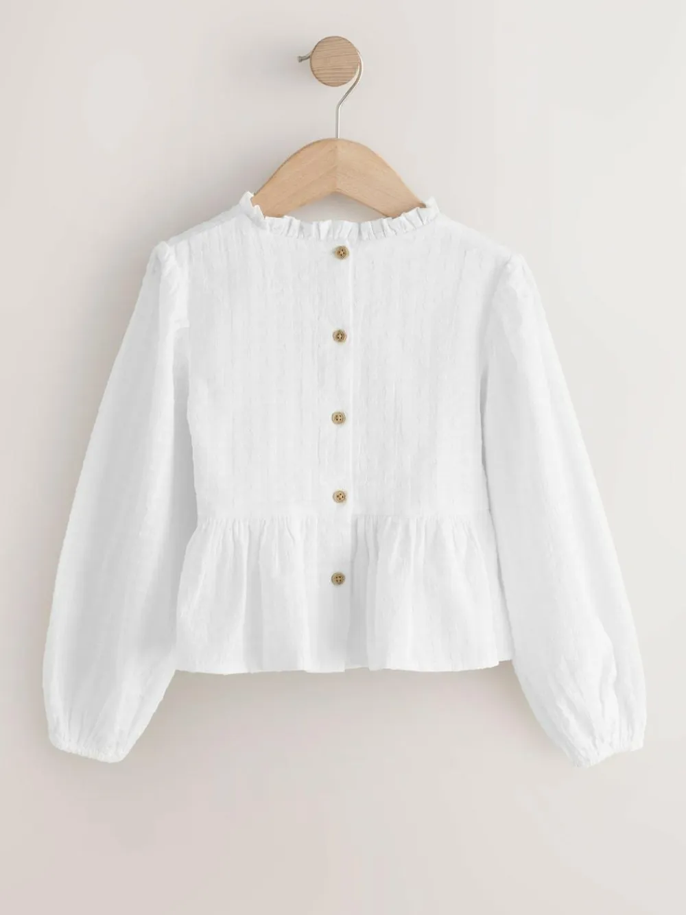 Online Next Long Sleeve Ruffle Blouse (3-16yrs) Ecru