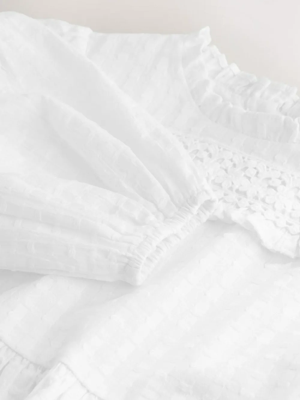 Online Next Long Sleeve Ruffle Blouse (3-16yrs) Ecru